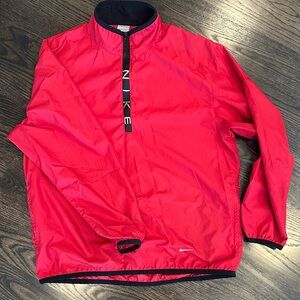 Nike Women's Bright Red Half-Zip Windbreaker with Black Trim